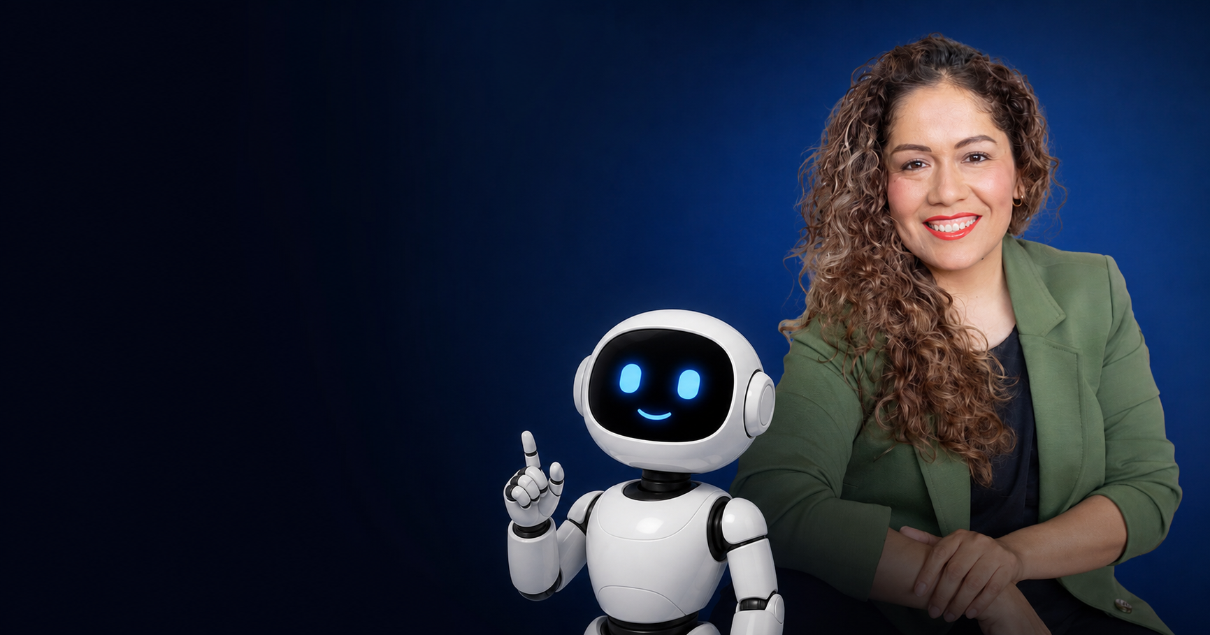 Marisol Galván junto al Robot de IA Asesor Fiscal CEFIN para Médicos
